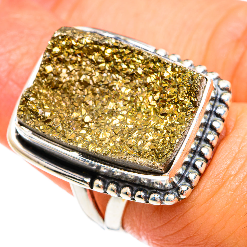 Spectro Pyrite Druzy Rings handcrafted by Anasilvercos - RING74513