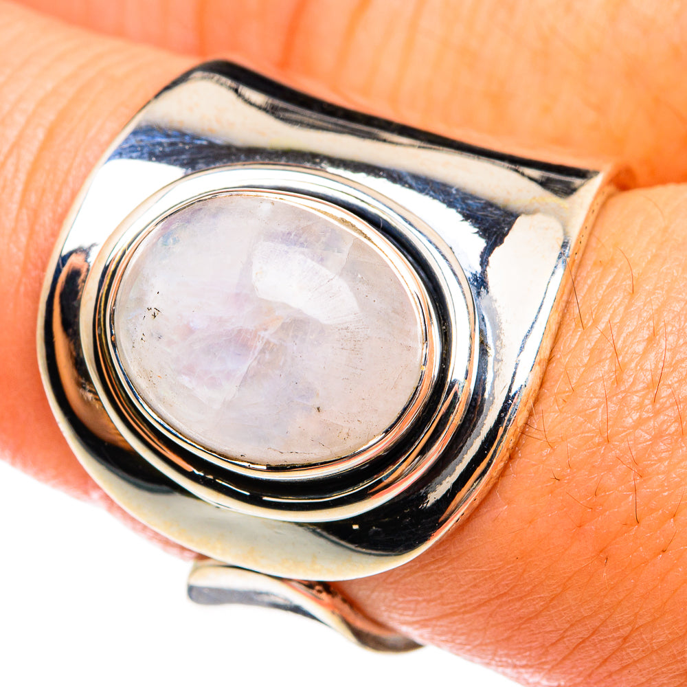 Rainbow Moonstone Rings handcrafted by Anasilvercos - RING74521