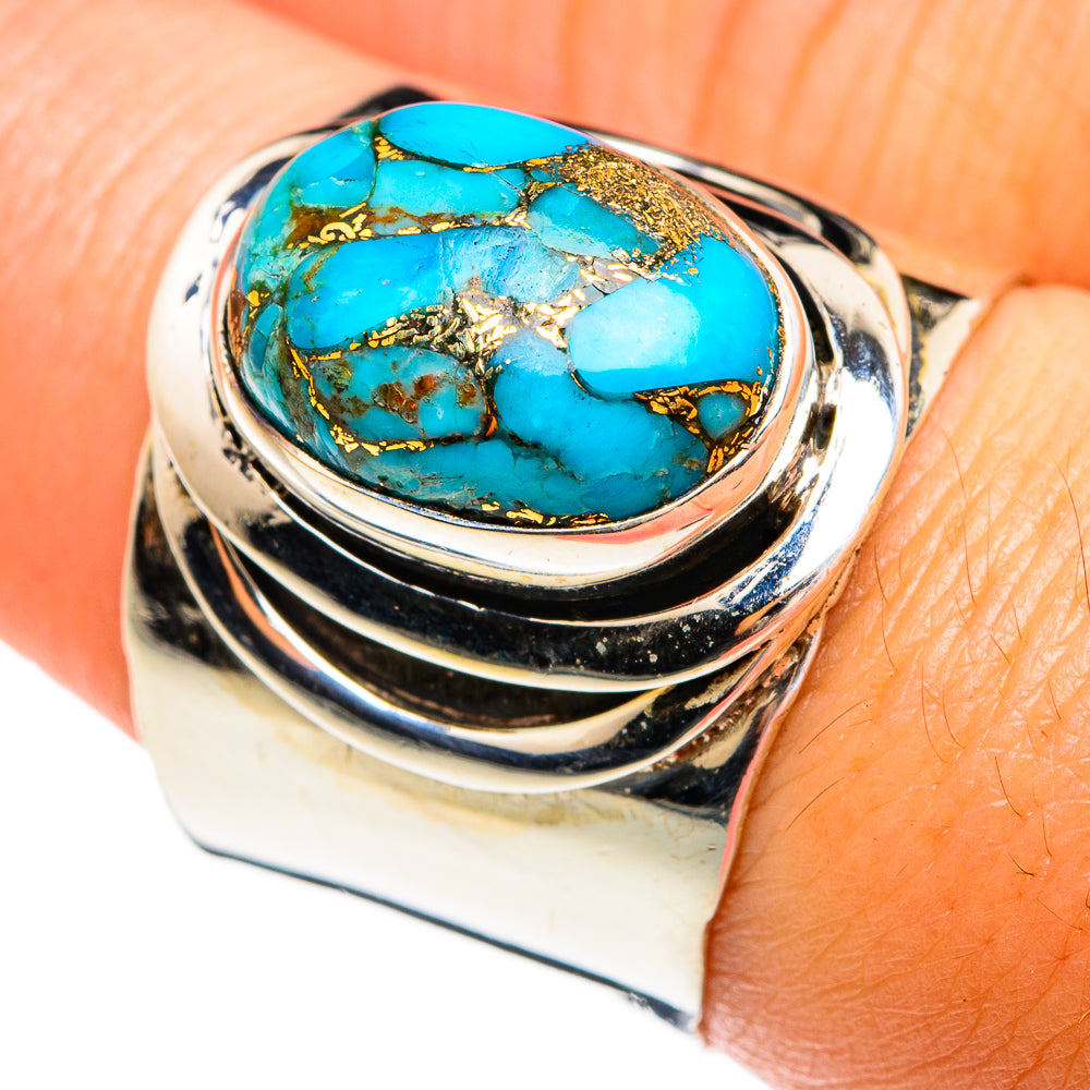 Blue Copper Composite Turquoise Rings handcrafted by Anasilvercos - RING74535