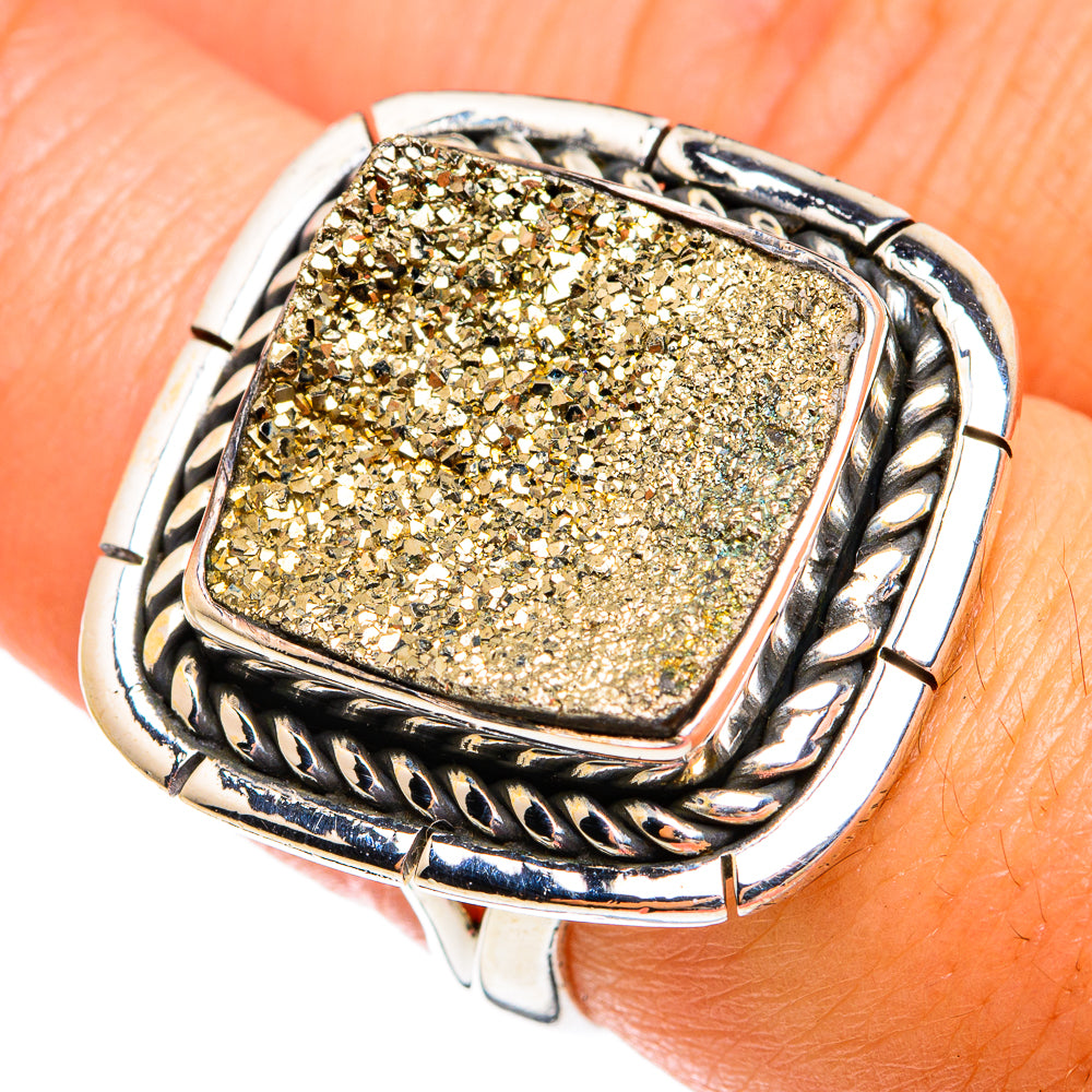 Spectro Pyrite Druzy Rings handcrafted by Anasilvercos - RING74554