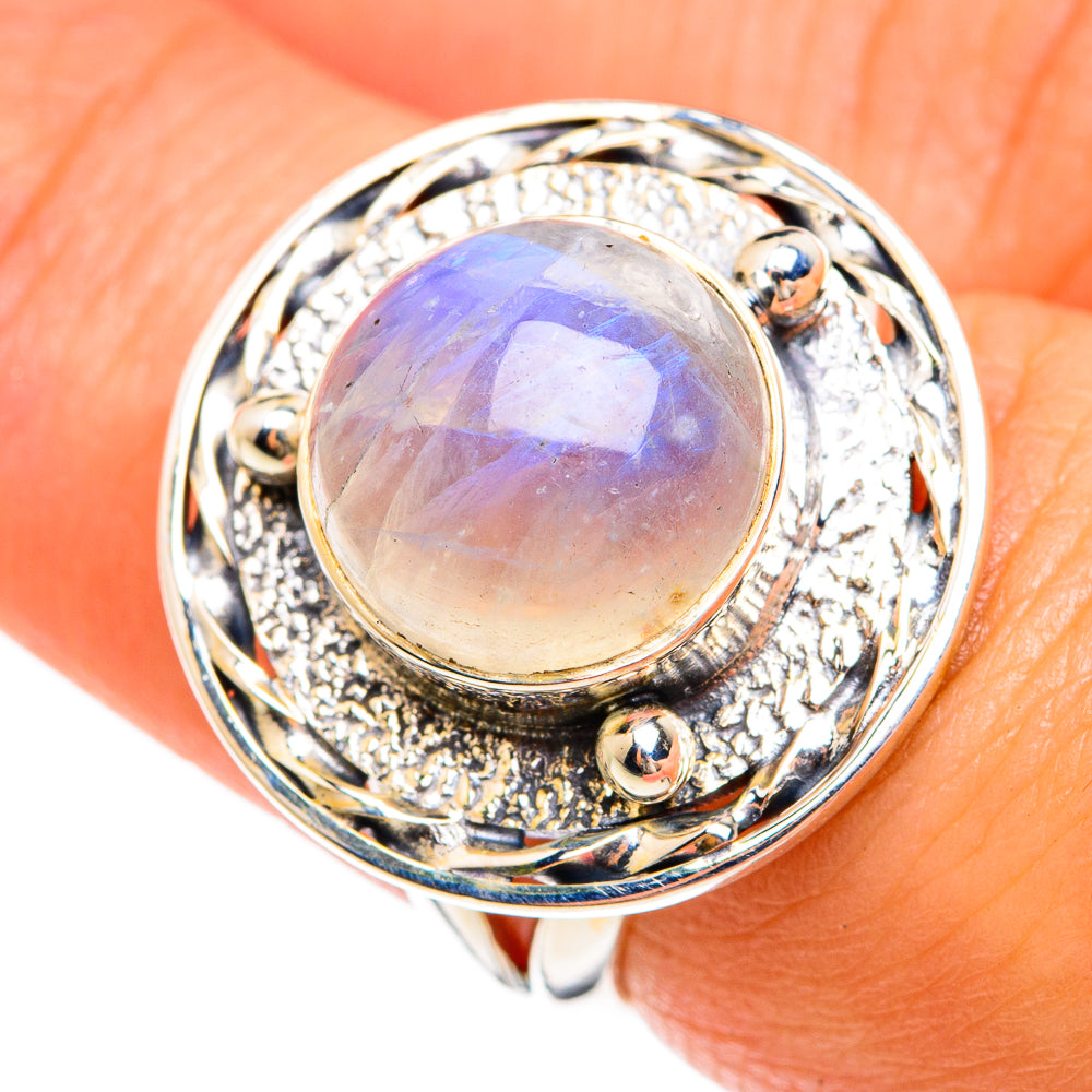 Rainbow Moonstone Rings handcrafted by Anasilvercos - RING74561