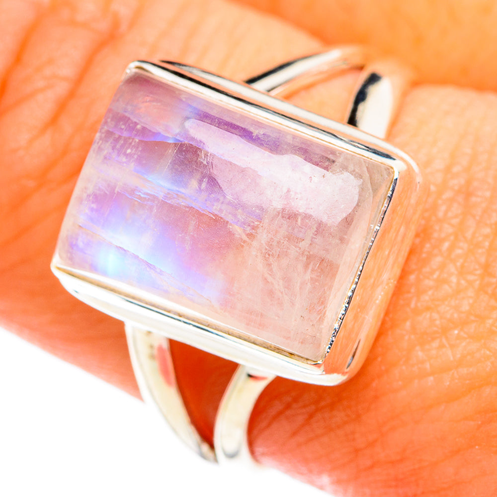Rainbow Moonstone Rings handcrafted by Anasilvercos - RING74562