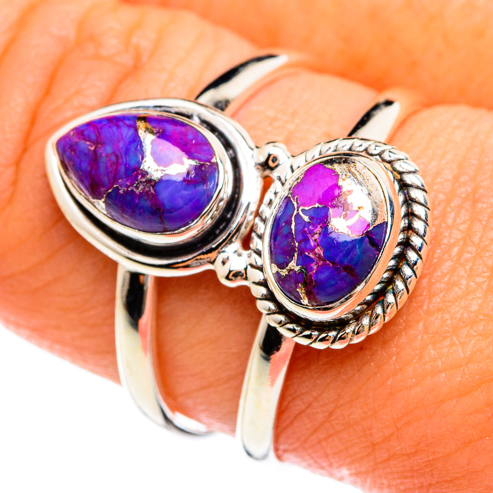 Purple Copper Composite Turquoise Rings handcrafted by Anasilvercos - RING74592