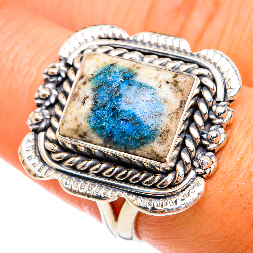 K2 Blue Azurite Rings handcrafted by Anasilvercos - RING74612