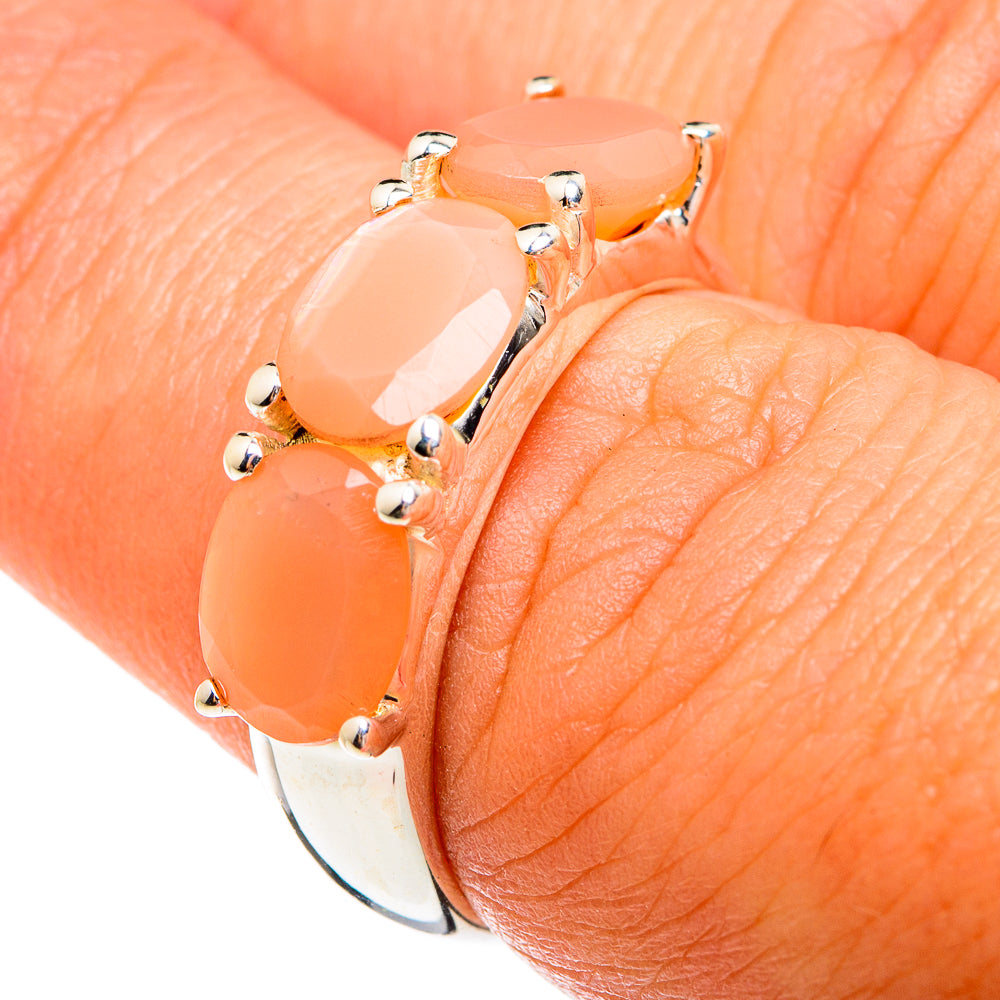 Peach Moonstone Rings handcrafted by Anasilvercos - RING74624