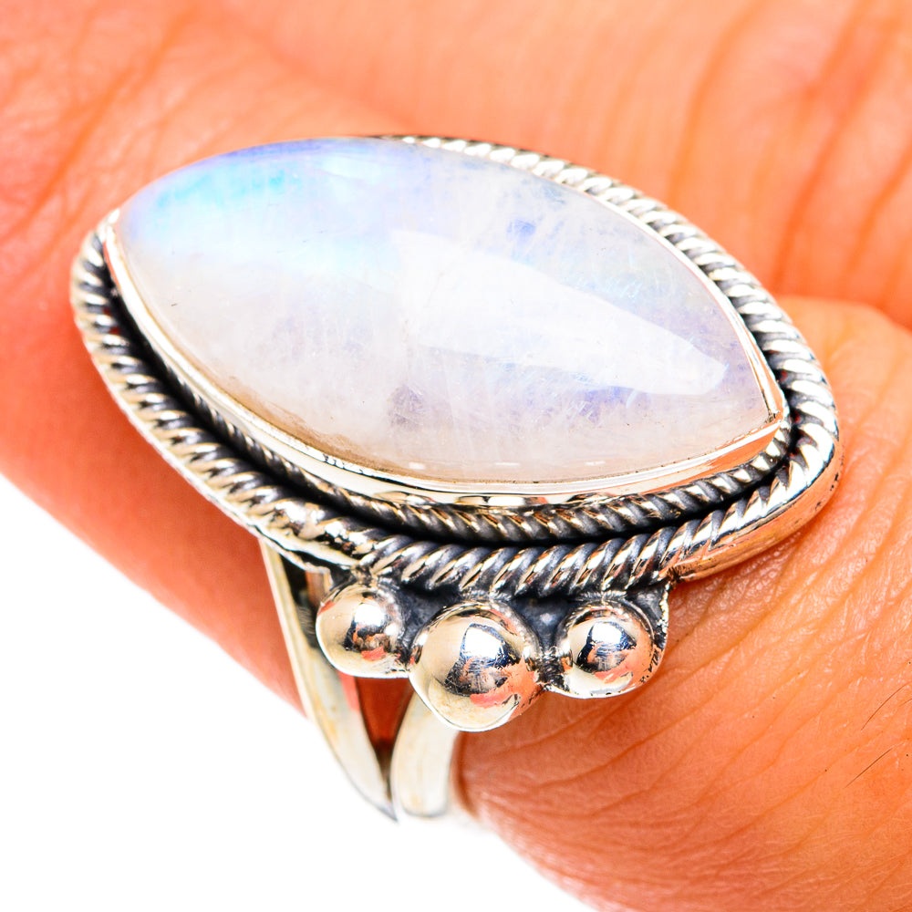 Rainbow Moonstone Rings handcrafted by Anasilvercos - RING74636