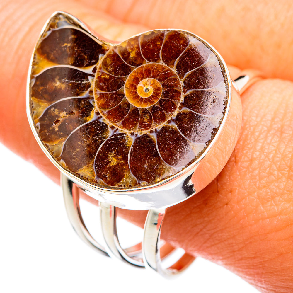 Ammonite Fossil Rings handcrafted by Anasilvercos - RING74658