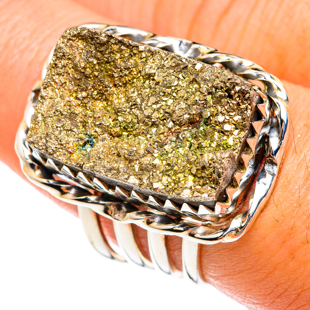 Spectro Pyrite Druzy Rings handcrafted by Anasilvercos - RING74665
