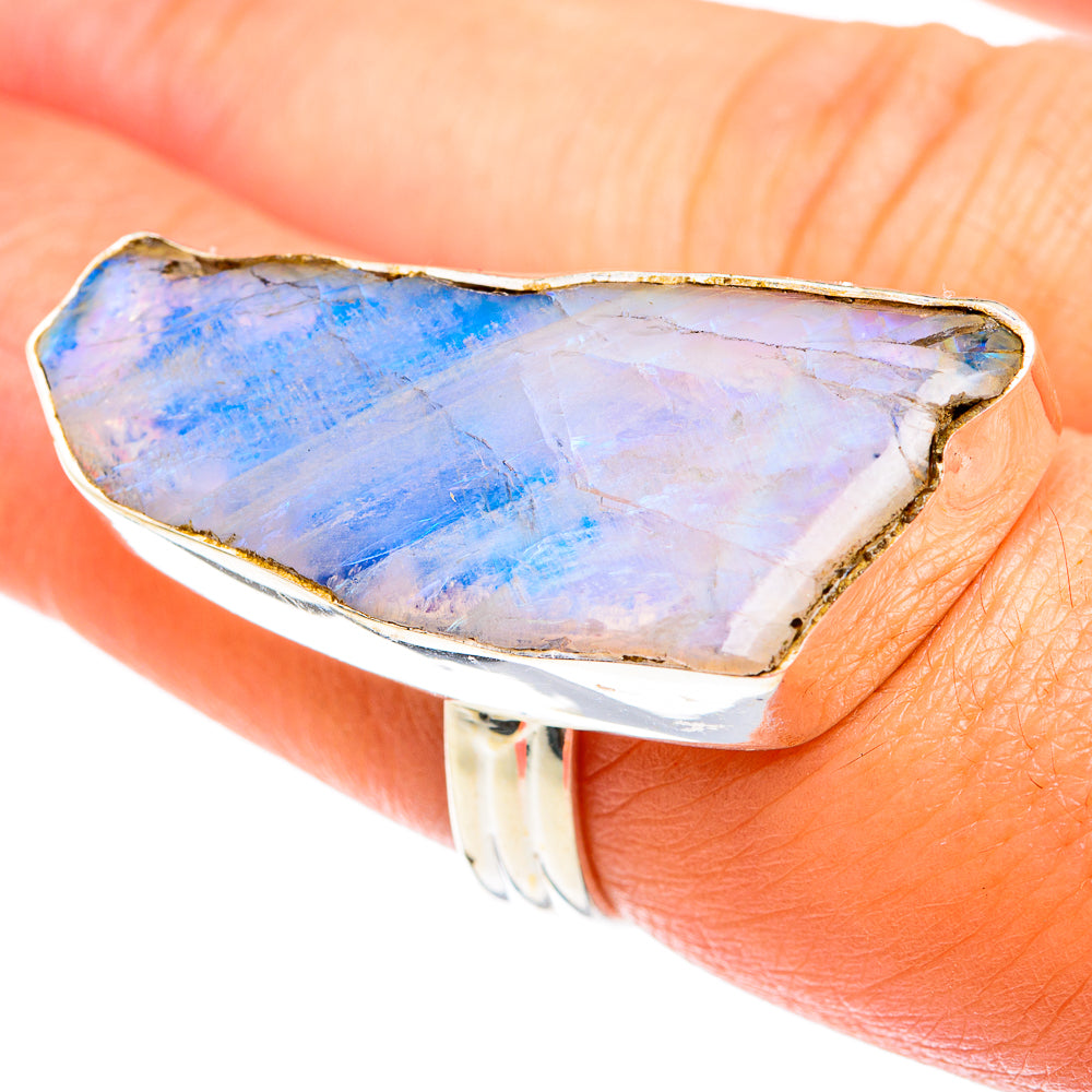 Rainbow Moonstone Rings handcrafted by Anasilvercos - RING74675