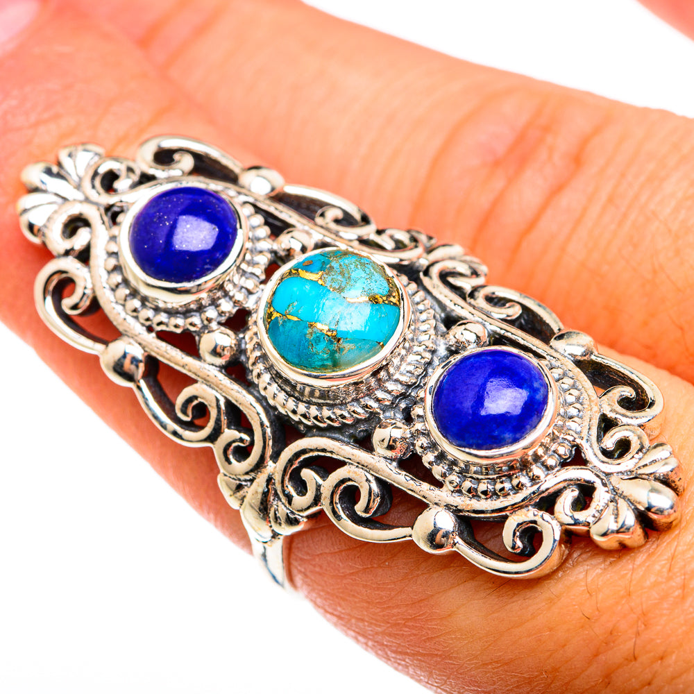 Blue Copper Composite Turquoise Rings handcrafted by Anasilvercos - RING74684