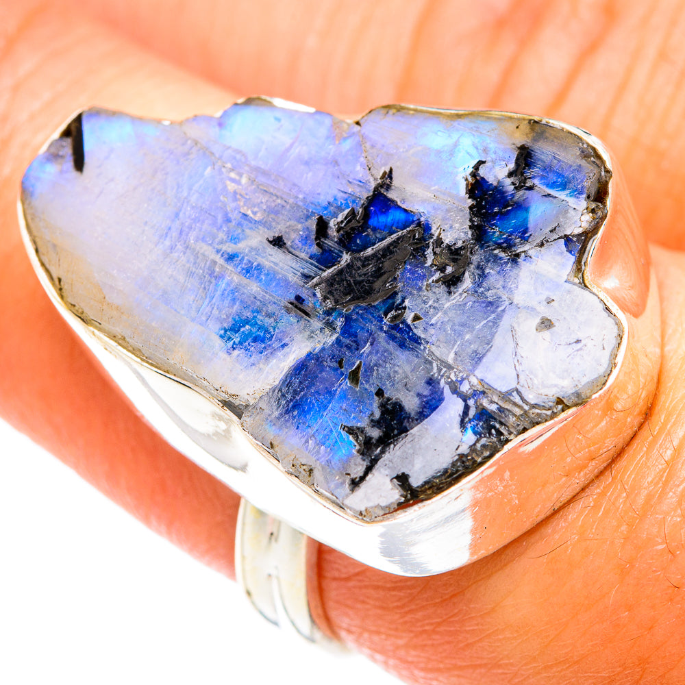 Rainbow Moonstone Rings handcrafted by Anasilvercos - RING74708
