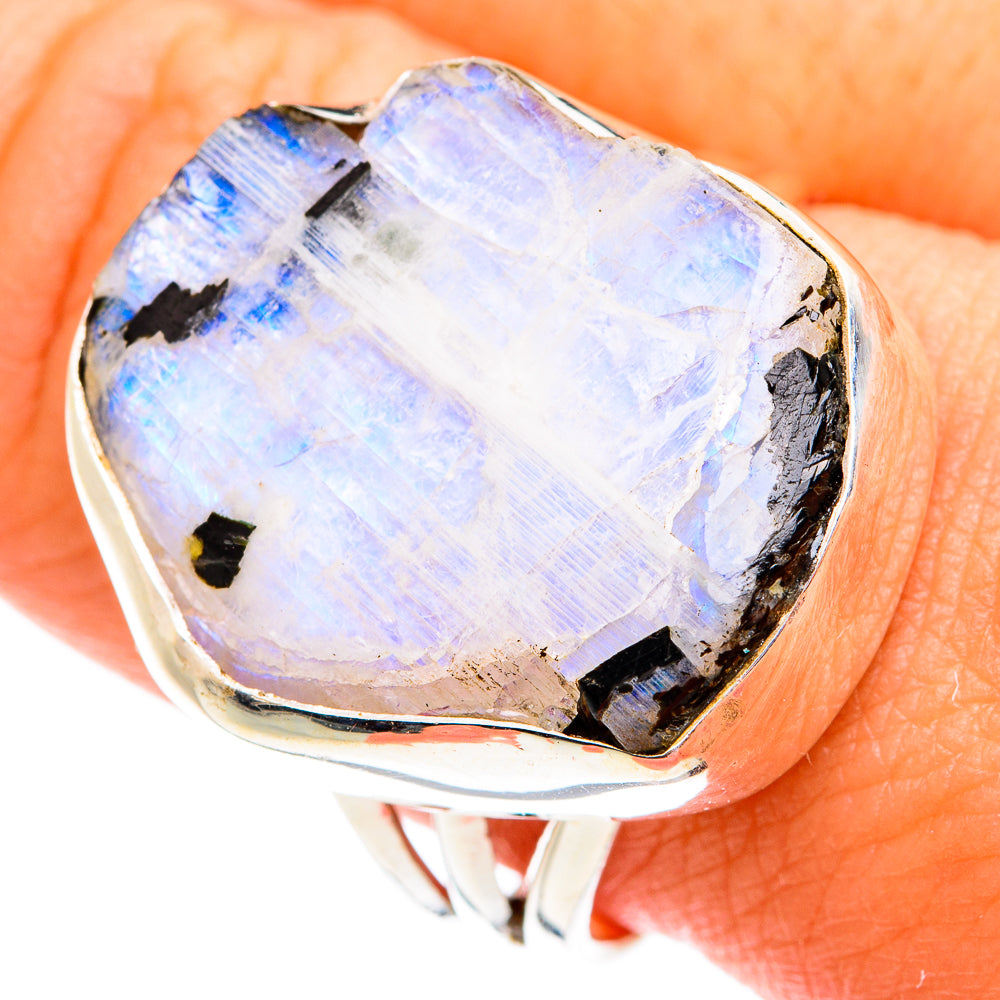 Rainbow Moonstone Rings handcrafted by Anasilvercos - RING74847