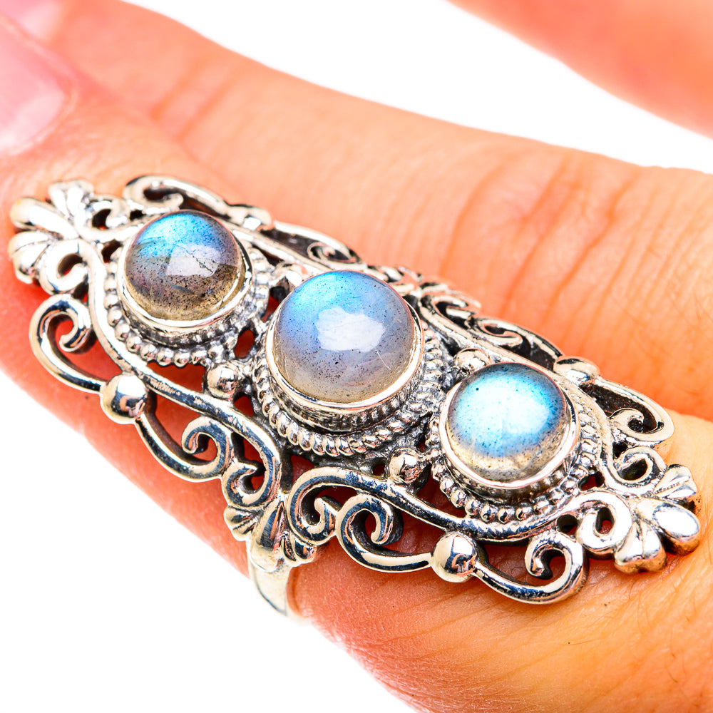 Rainbow Moonstone Rings handcrafted by Anasilvercos - RING74869