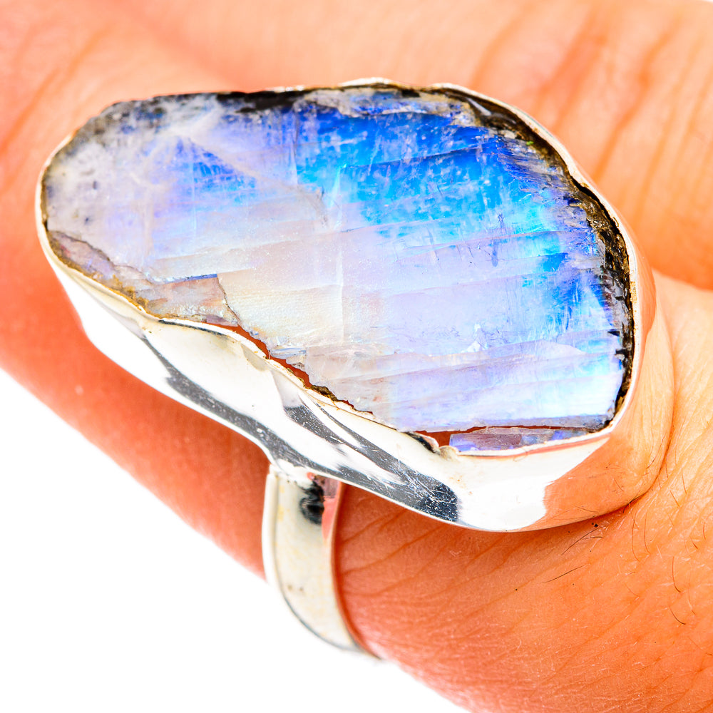 Rainbow Moonstone Rings handcrafted by Anasilvercos - RING74878