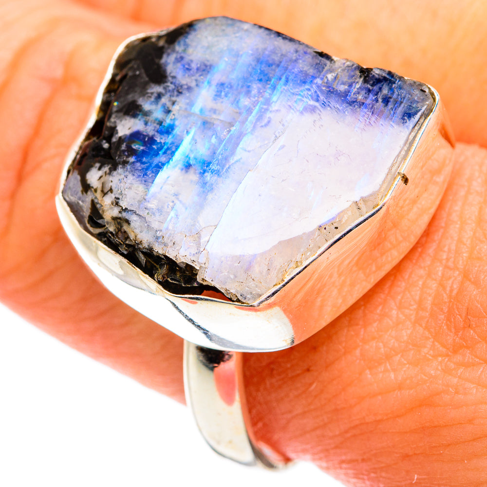 Rainbow Moonstone Rings handcrafted by Anasilvercos - RING74880