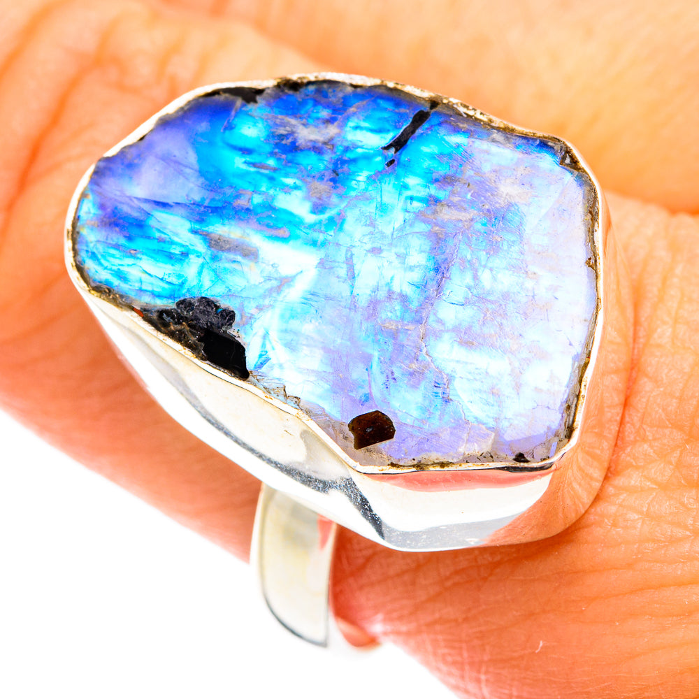 Rainbow Moonstone Rings handcrafted by Anasilvercos - RING74881