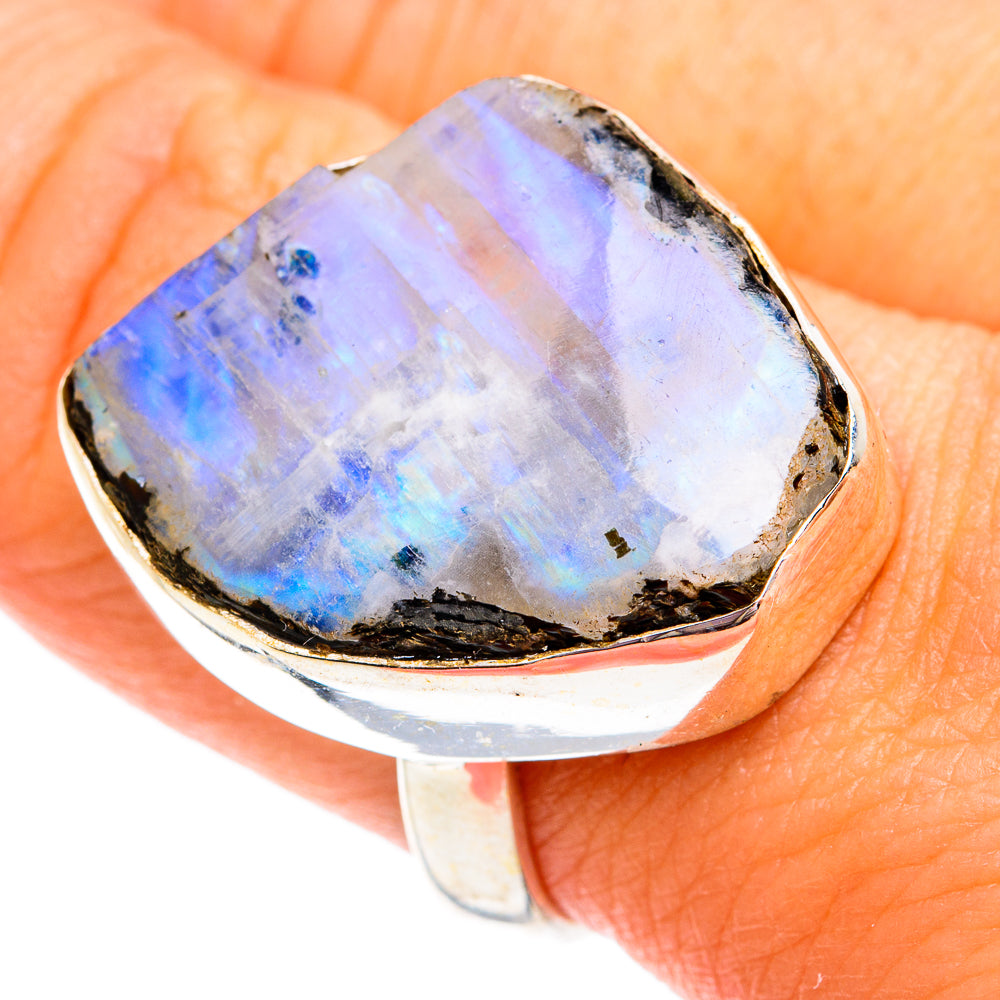 Rainbow Moonstone Rings handcrafted by Anasilvercos - RING74906