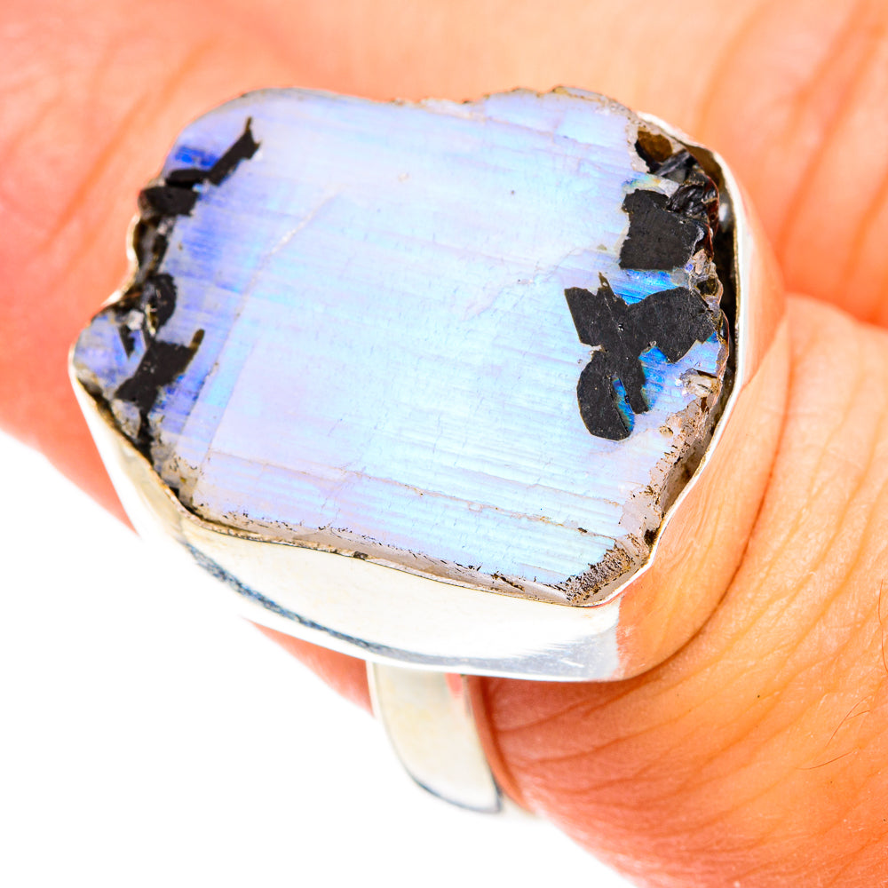 Rainbow Moonstone Rings handcrafted by Anasilvercos - RING74908