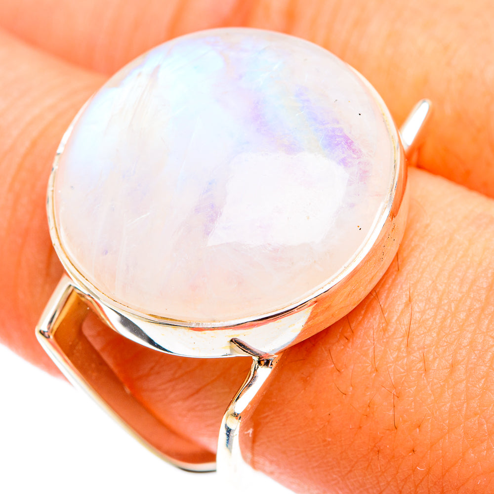 Rainbow Moonstone Rings handcrafted by Anasilvercos - RING74933