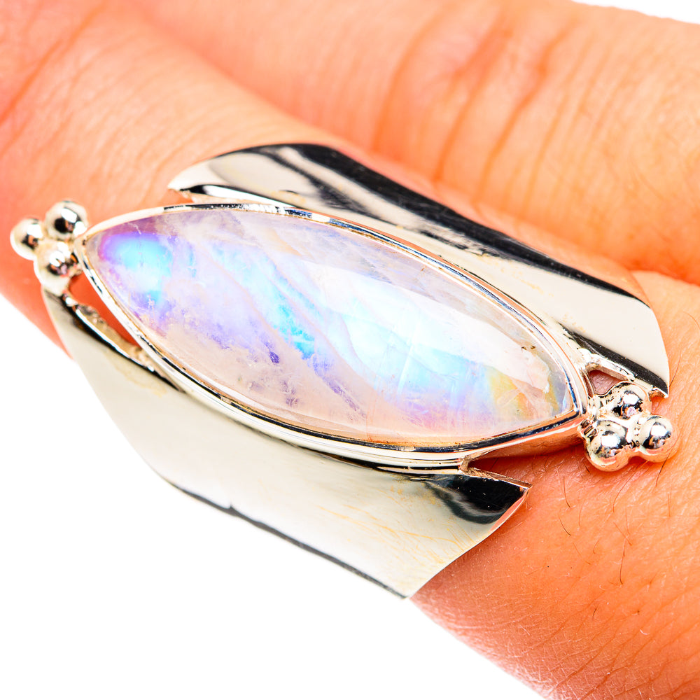 Rainbow Moonstone Rings handcrafted by Anasilvercos - RING74936