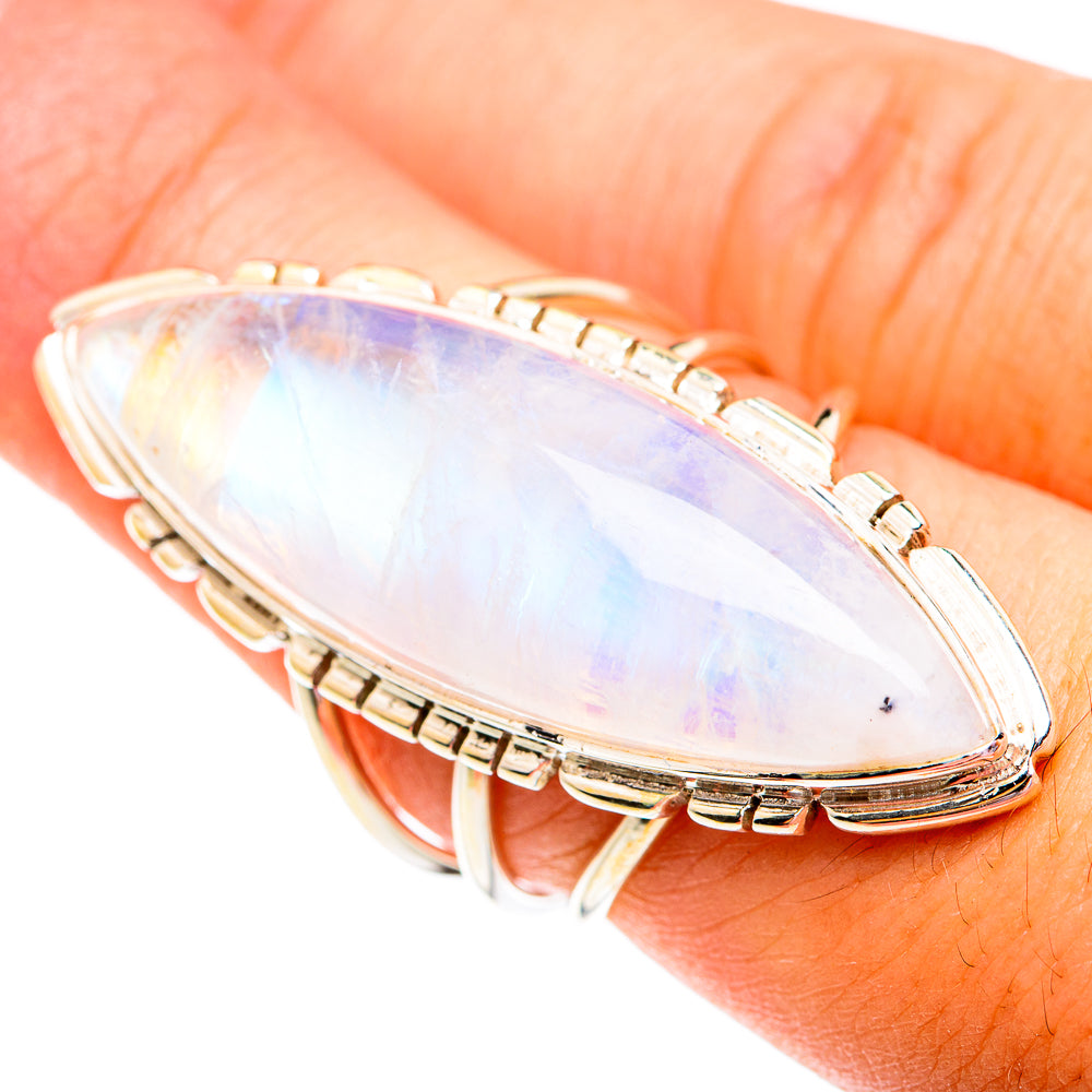 Rainbow Moonstone Rings handcrafted by Anasilvercos - RING74973