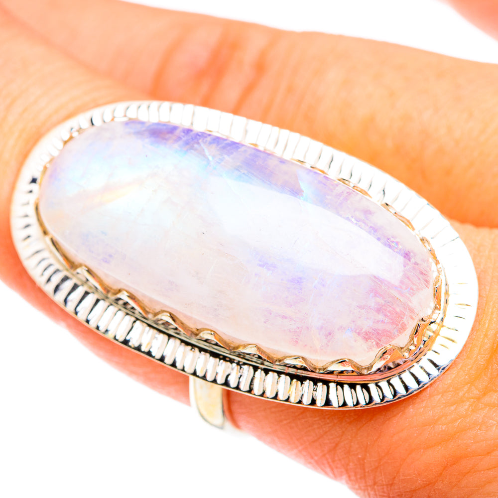 Rainbow Moonstone Rings handcrafted by Anasilvercos - RING74975