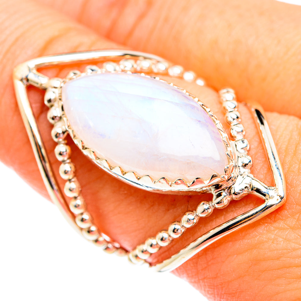 Rainbow Moonstone Rings handcrafted by Anasilvercos - RING74979