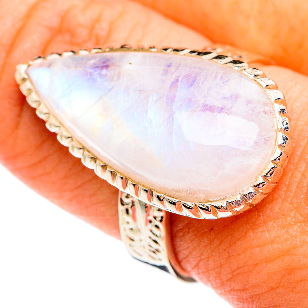 Rainbow Moonstone Rings handcrafted by Anasilvercos - RING75005