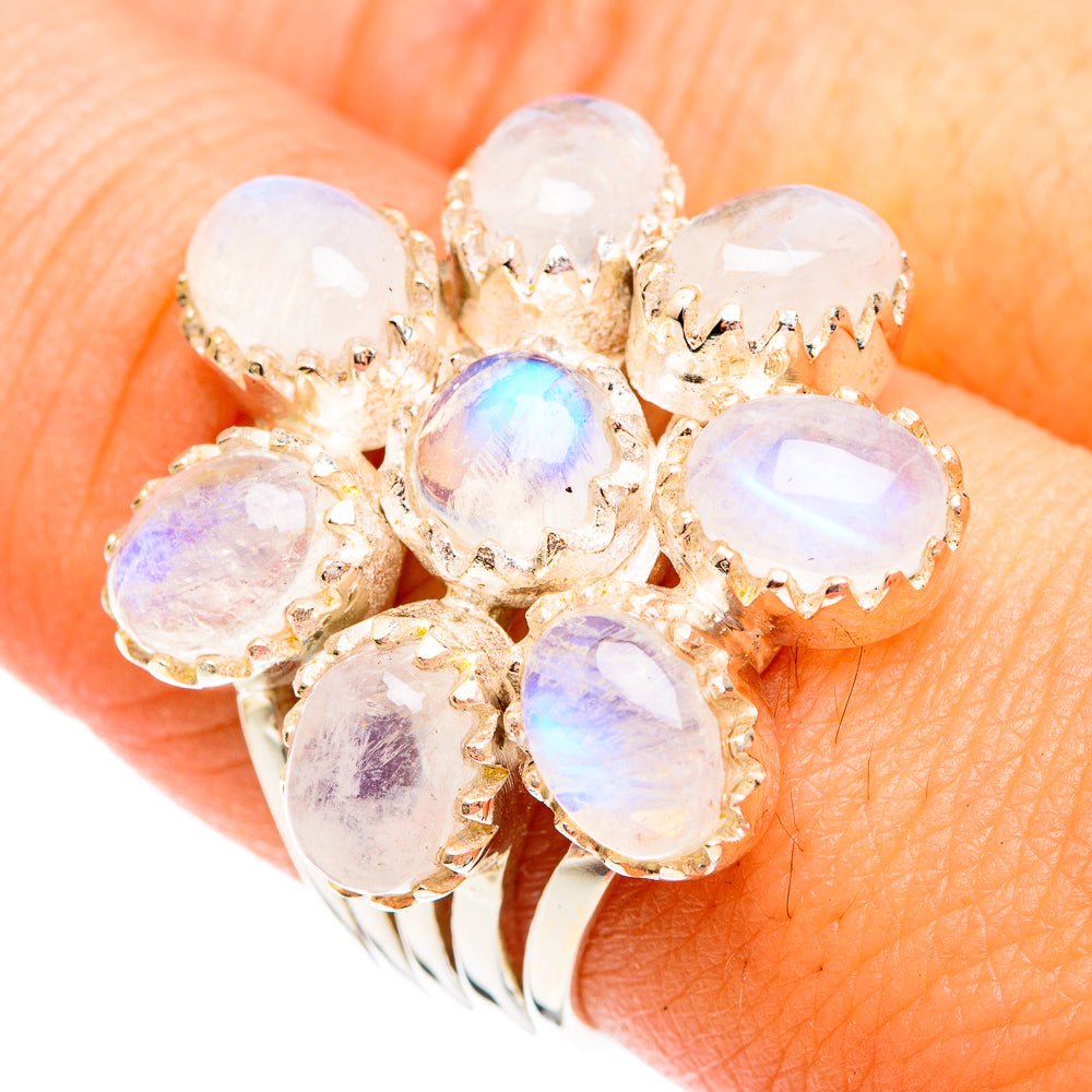 Rainbow Moonstone Rings handcrafted by Anasilvercos - RING75006