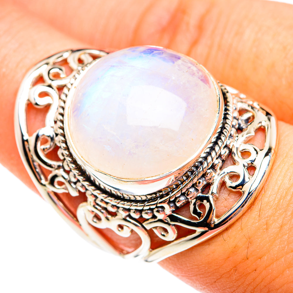 Rainbow Moonstone Rings handcrafted by Anasilvercos - RING75009