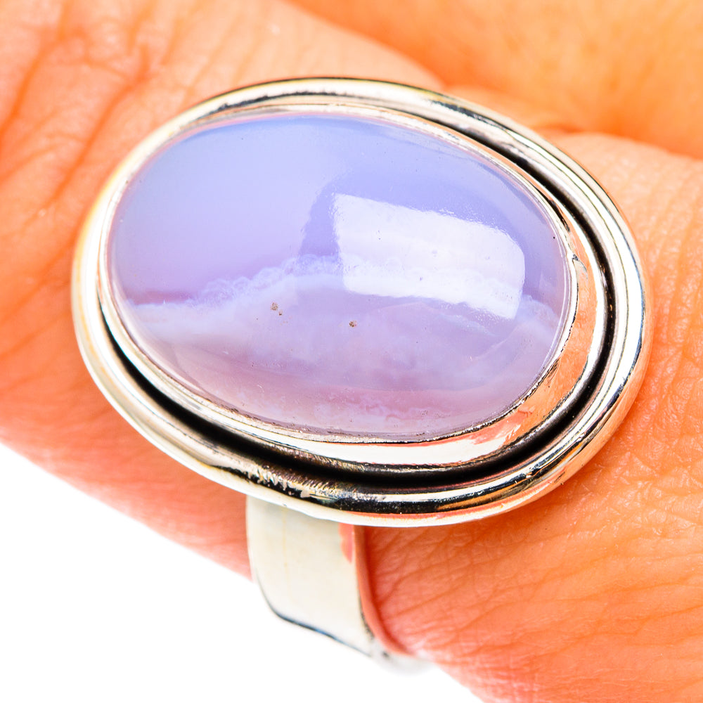 Blue Lace Agate Rings handcrafted by Anasilvercos - RING75070