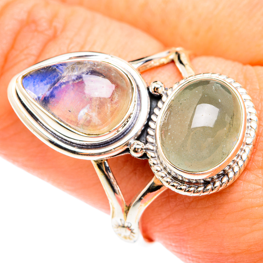 Rainbow Moonstone Rings handcrafted by Anasilvercos - RING75079