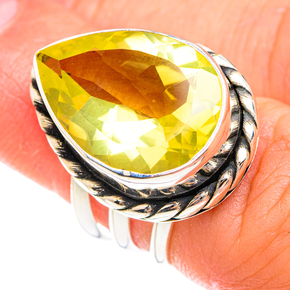 Lemon Quartz Rings handcrafted by Anasilvercos - RING75106