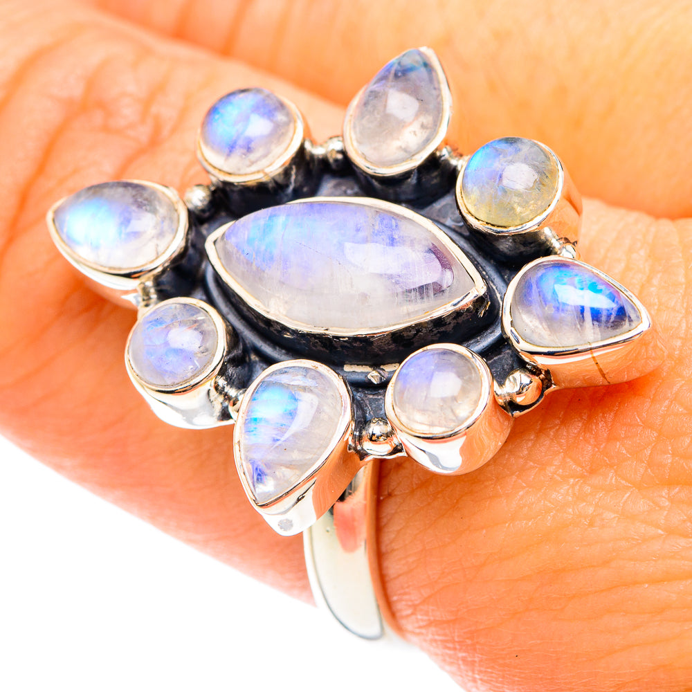 Rainbow Moonstone Rings handcrafted by Anasilvercos - RING75161