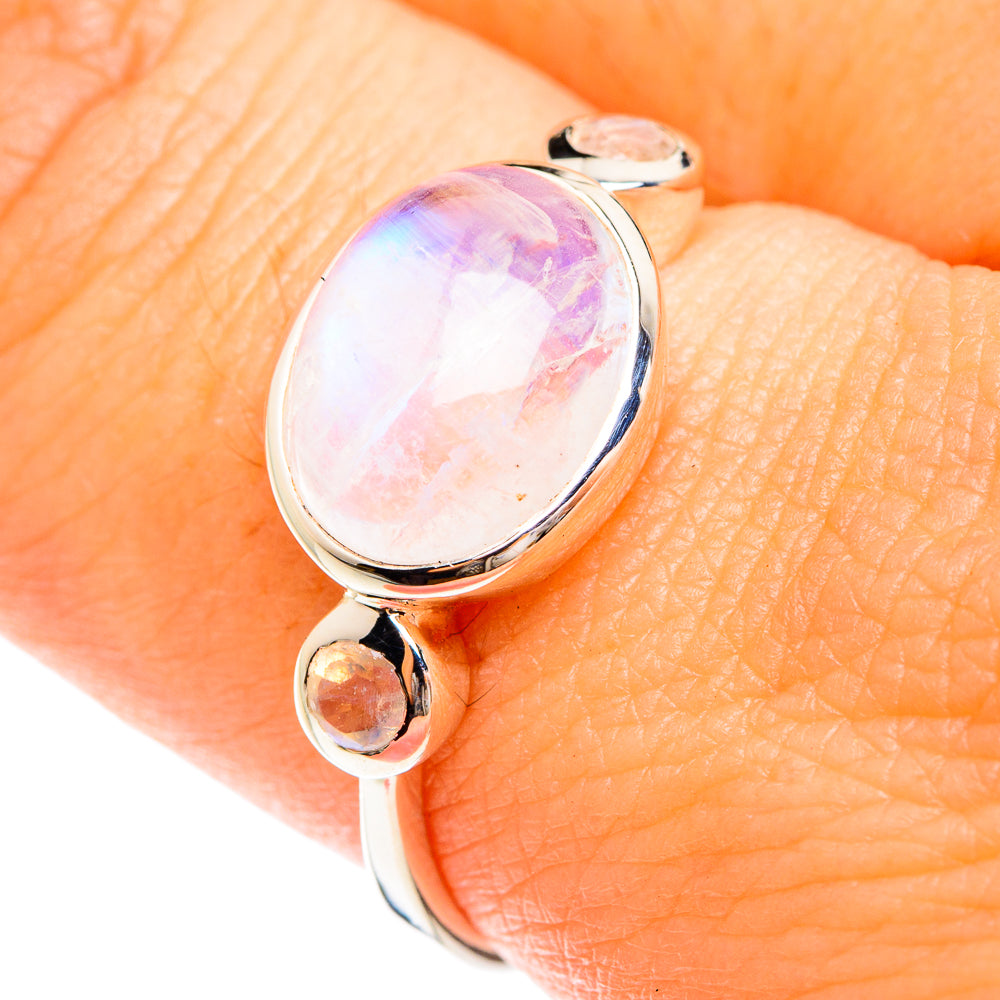 Rainbow Moonstone Rings handcrafted by Anasilvercos - RING75162