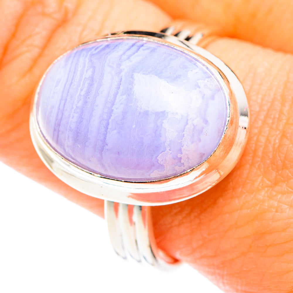 Blue Lace Agate Rings handcrafted by Anasilvercos - RING75218