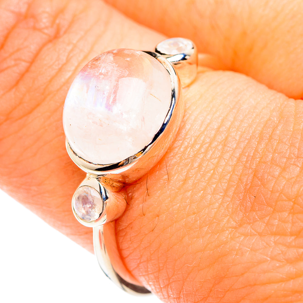 Rainbow Moonstone Rings handcrafted by Anasilvercos - RING75244