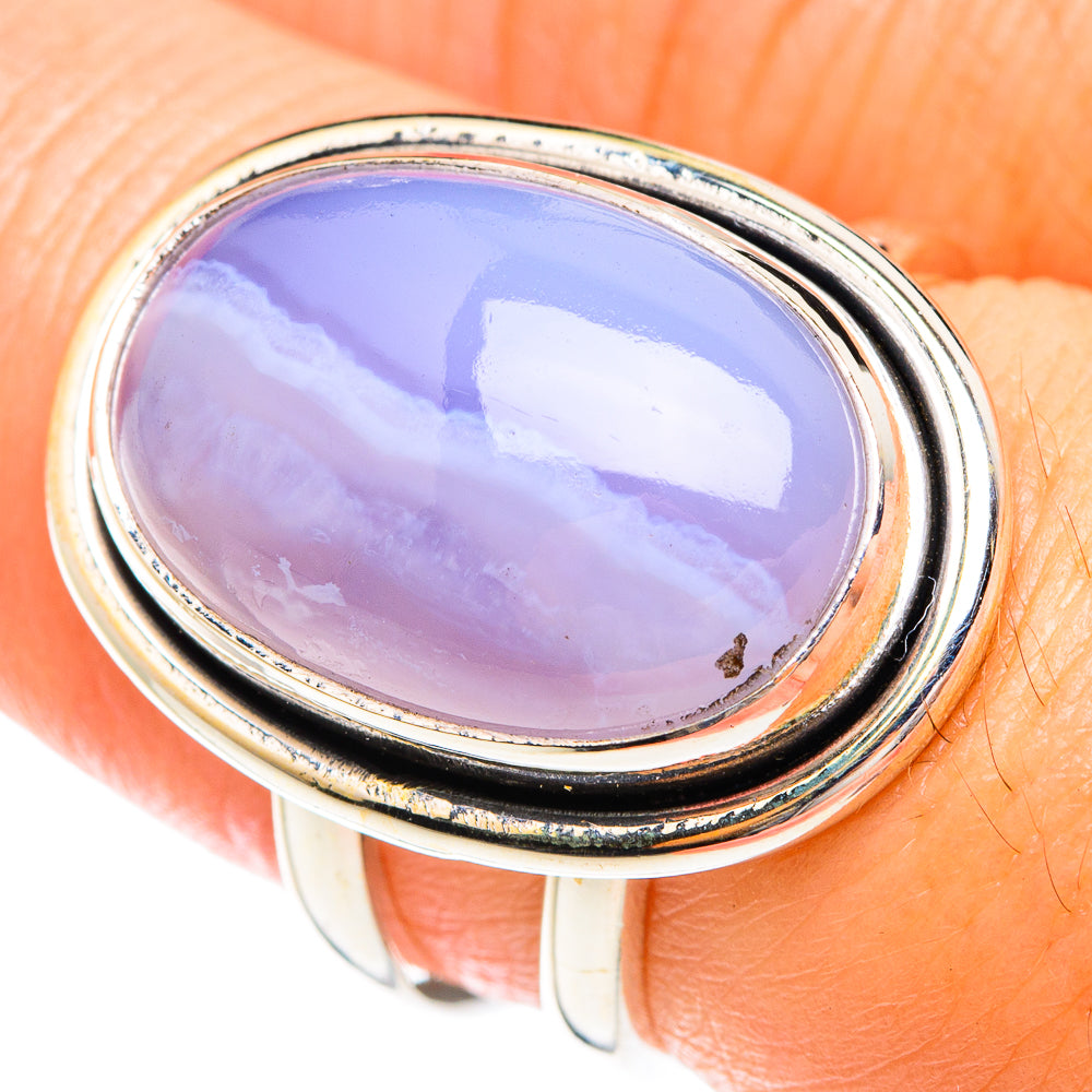 Blue Lace Agate Rings handcrafted by Anasilvercos - RING75270