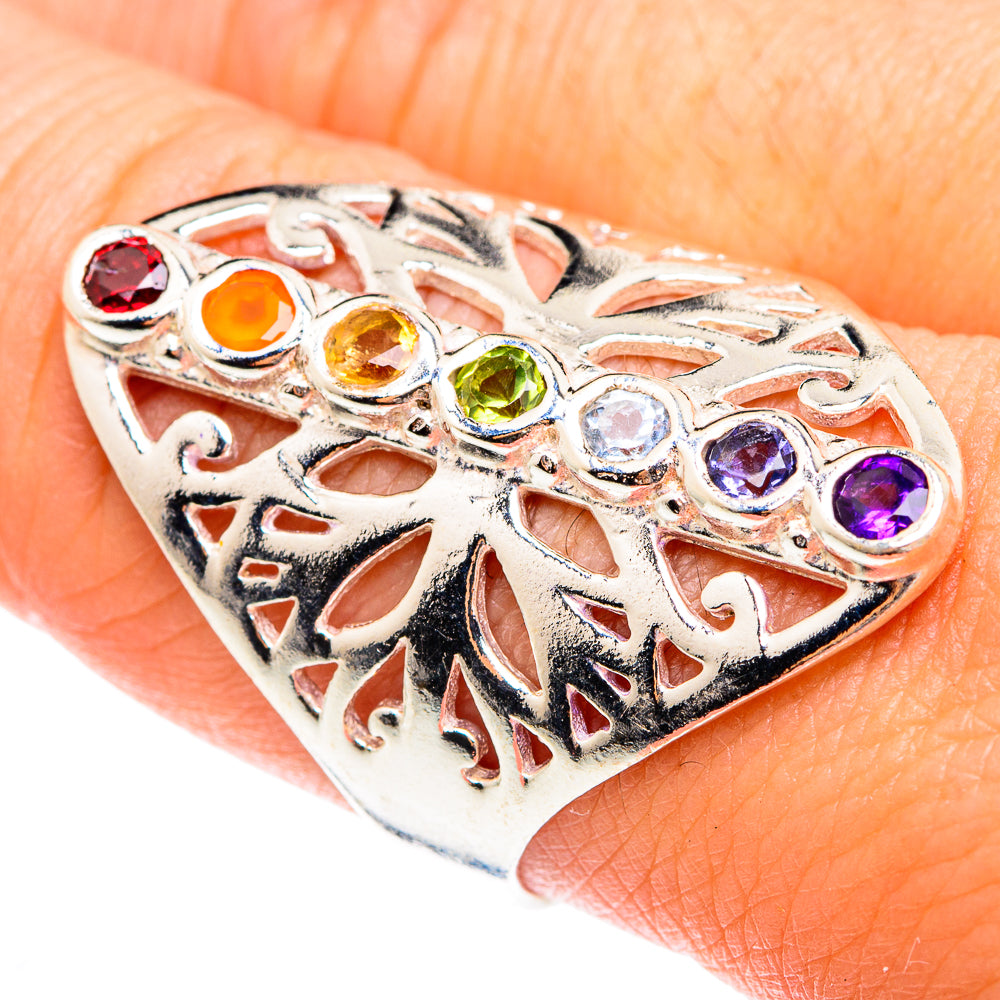 Multi-Stone Chakra Rings handcrafted by Anasilvercos - RING75338