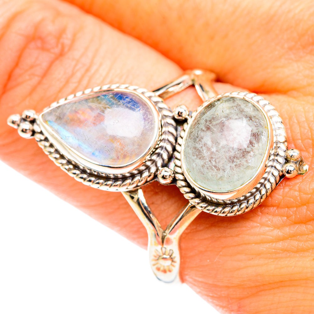 Rainbow Moonstone Rings handcrafted by Anasilvercos - RING75360