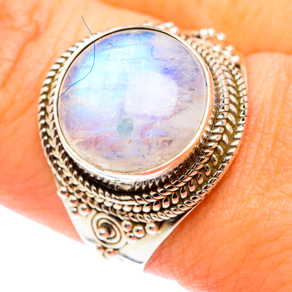 Rainbow Moonstone Rings handcrafted by Anasilvercos - RING75389