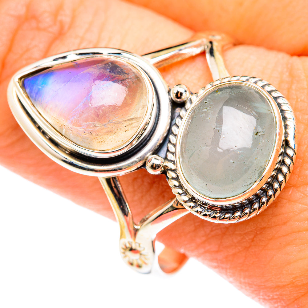 Rainbow Moonstone Rings handcrafted by Anasilvercos - RING75399