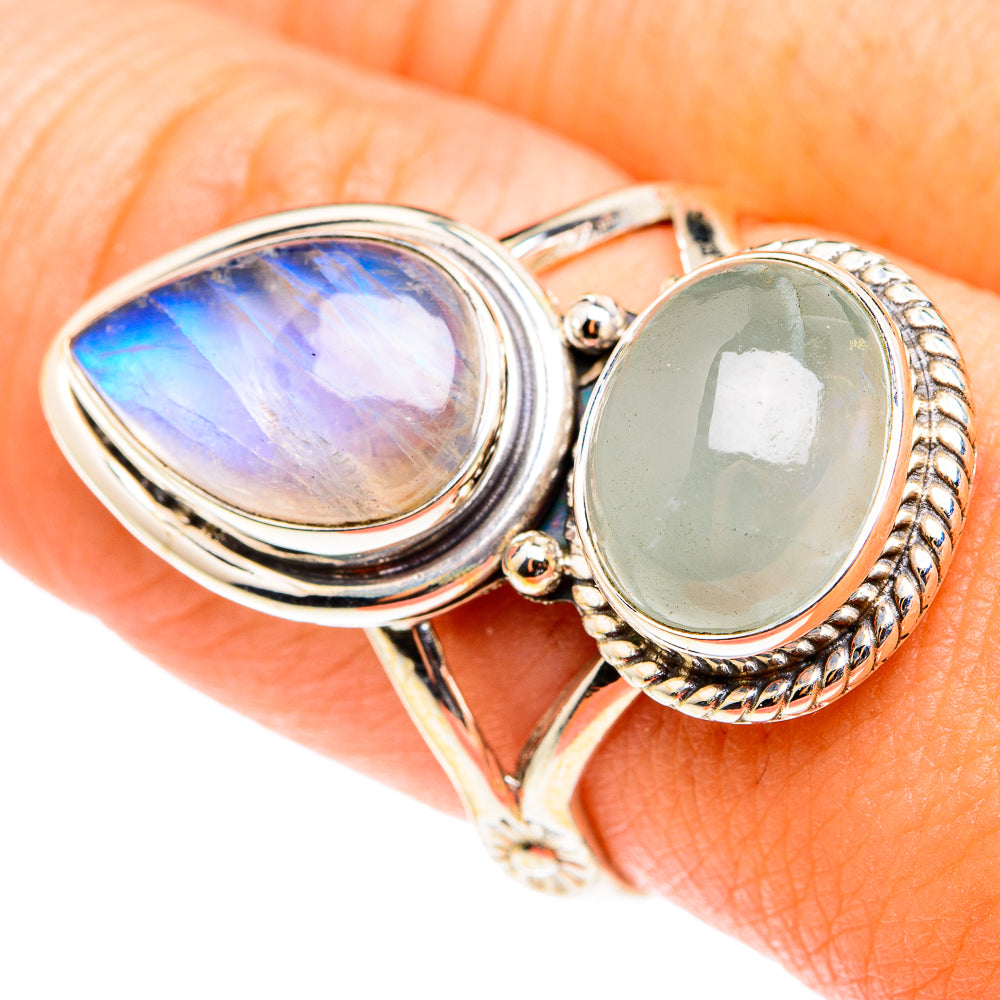Rainbow Moonstone Rings handcrafted by Anasilvercos - RING75441