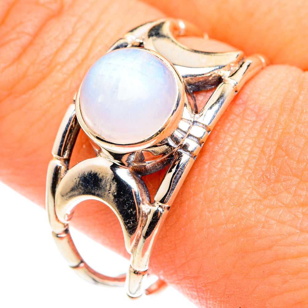 Rainbow Moonstone Rings handcrafted by Anasilvercos - RING75463