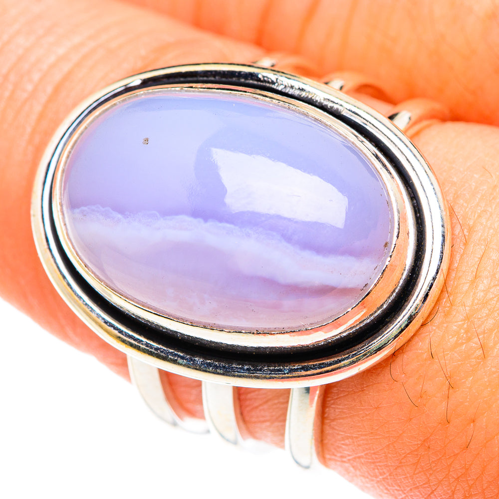 Blue Lace Agate Rings handcrafted by Anasilvercos - RING75557