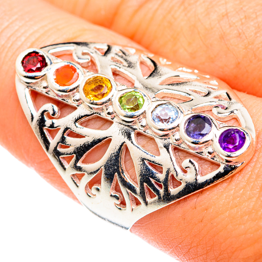Multi-Stone Chakra Rings handcrafted by Anasilvercos - RING75604