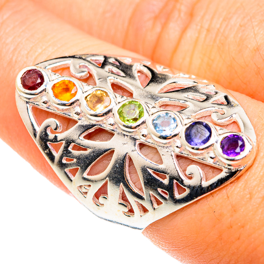 Multi-Stone Chakra Rings handcrafted by Anasilvercos - RING75621