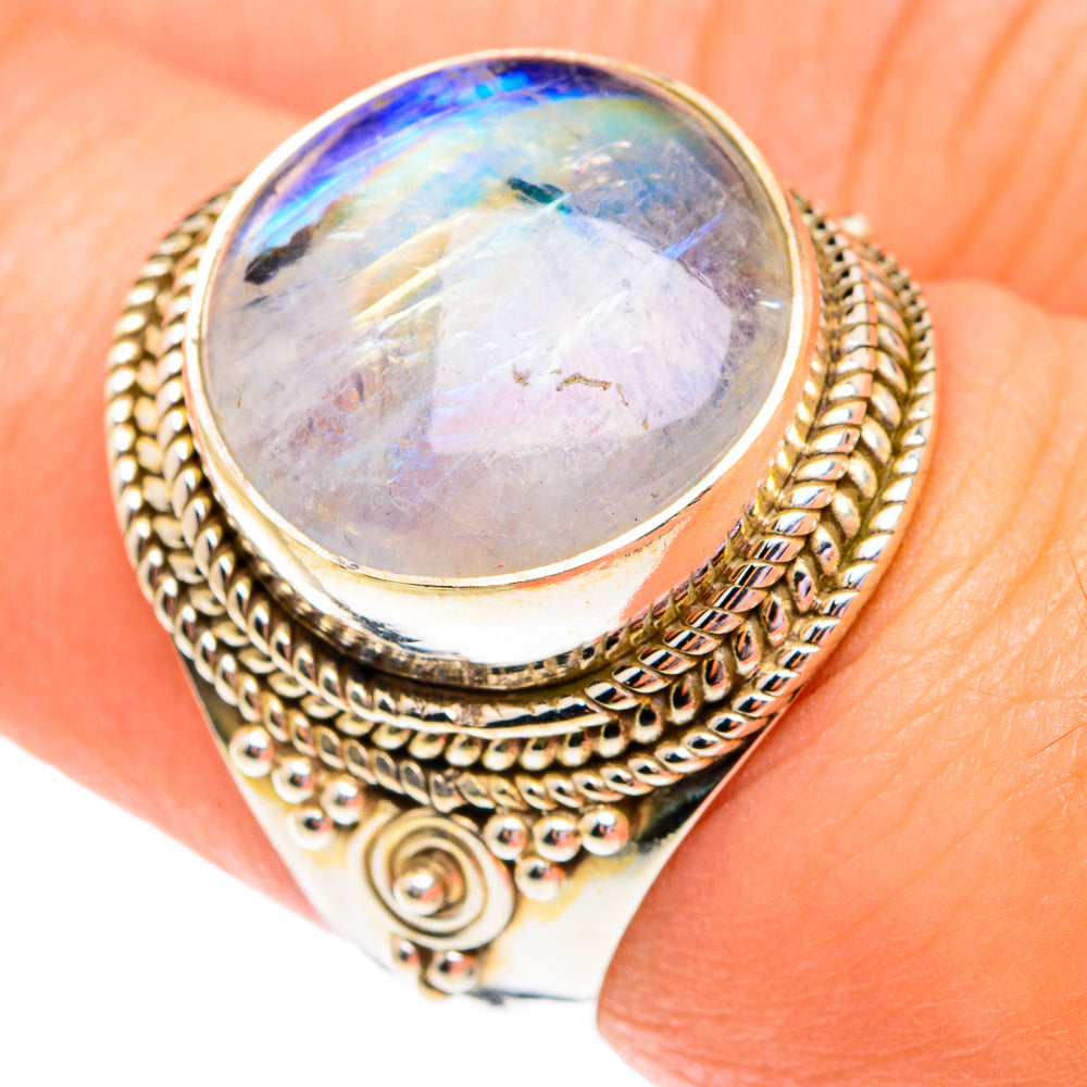 Rainbow Moonstone Rings handcrafted by Anasilvercos - RING75648