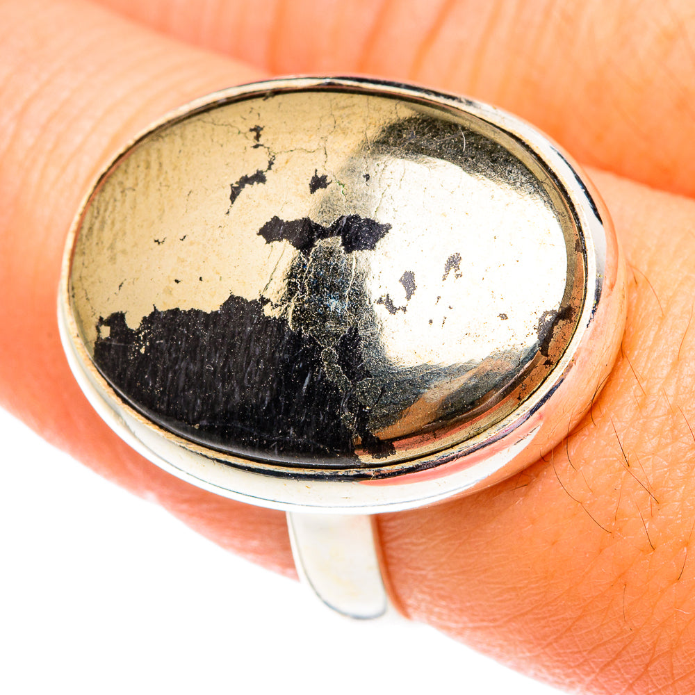 Pyrite In Black Onyx Rings handcrafted by Anasilvercos - RING75670