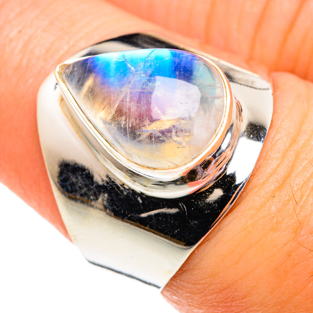 Rainbow Moonstone Rings handcrafted by Anasilvercos - RING75671